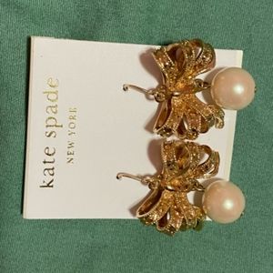 Kate Spade Gold Bow with Pearl Earrings